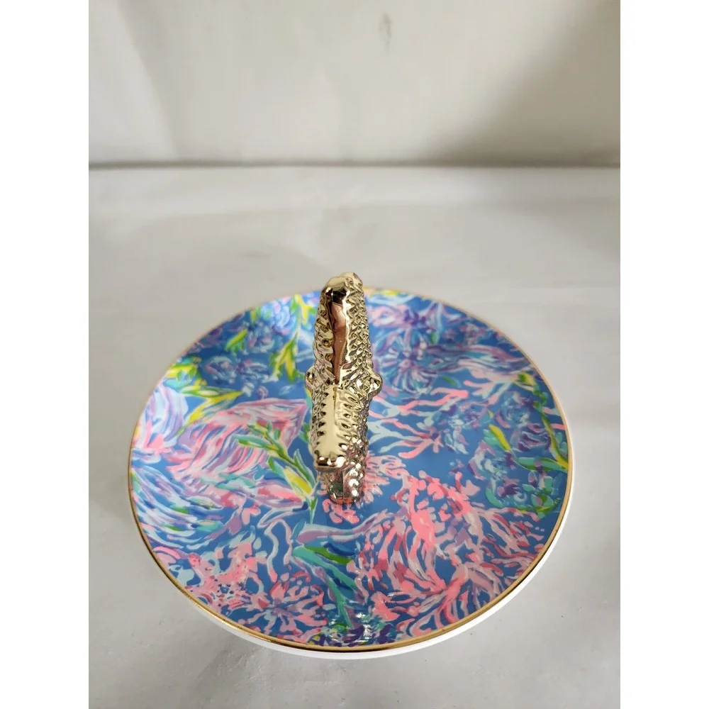 Lilly Pulitzer All Together Now Starfish Trinket Dish Ring Holder Gold Blue